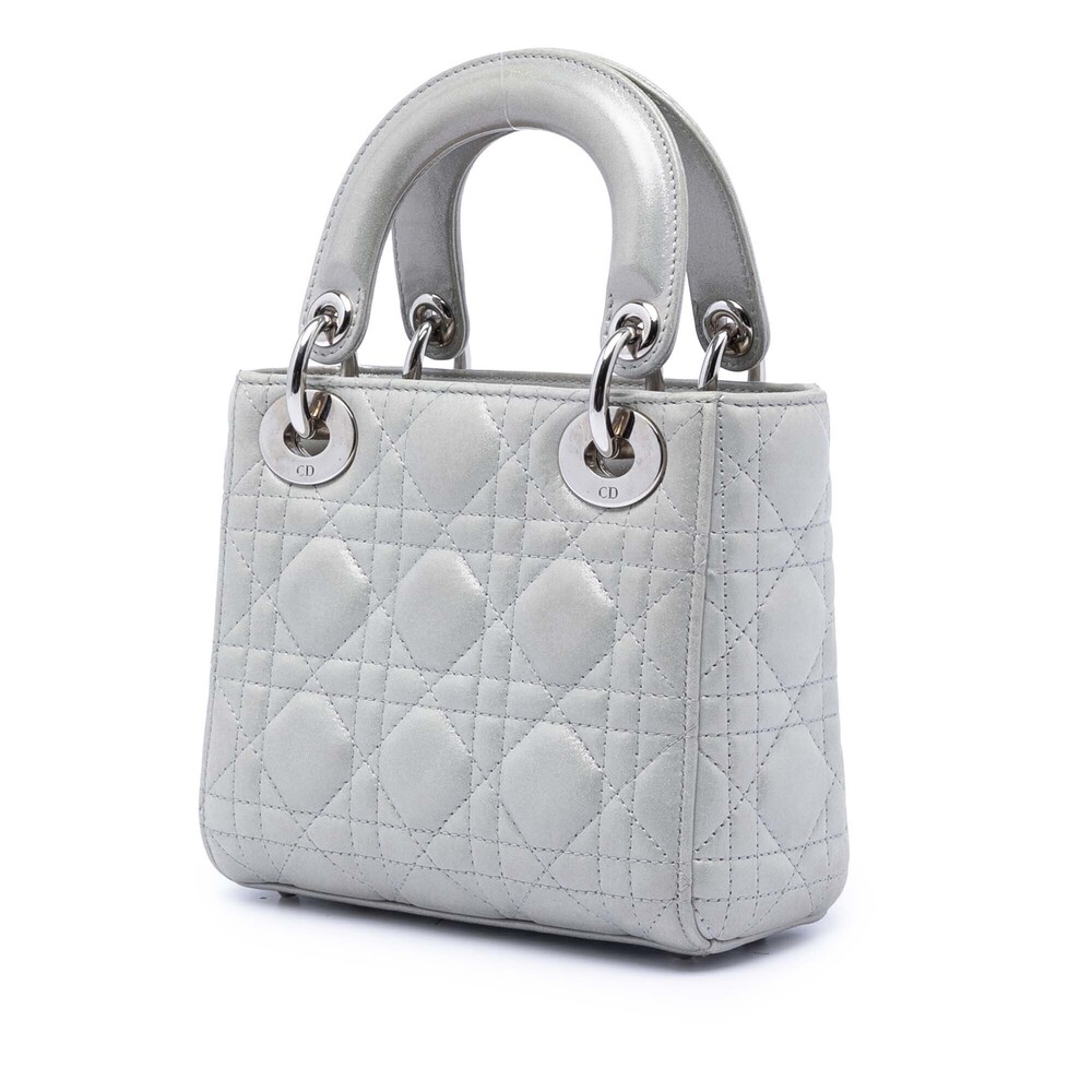 Pre-Loved Dior Mini Iridescent Lambskin Cannage Lady Dior - Picture 2 of 9